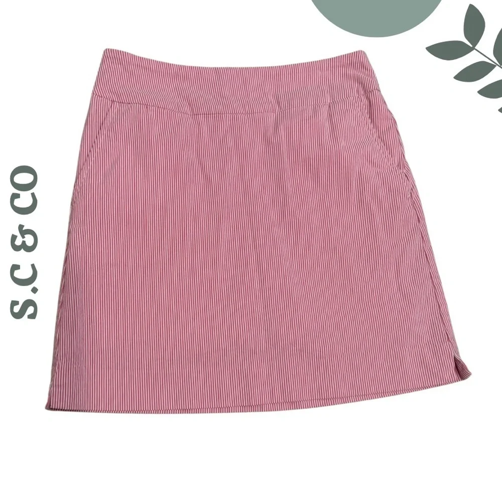 S.C. & Co Pink White Striped Skort Size 4 Stretch - Picture 1 of 5